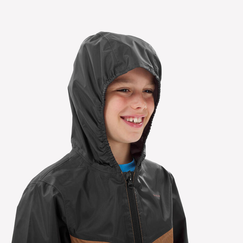 Regenjas voor wandelen MH100 zip kinderen 7-15 jaar