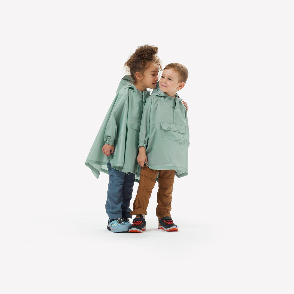 Poncho Regencape Kinder Gr. 92–116 Bergwandern - MH100 grün