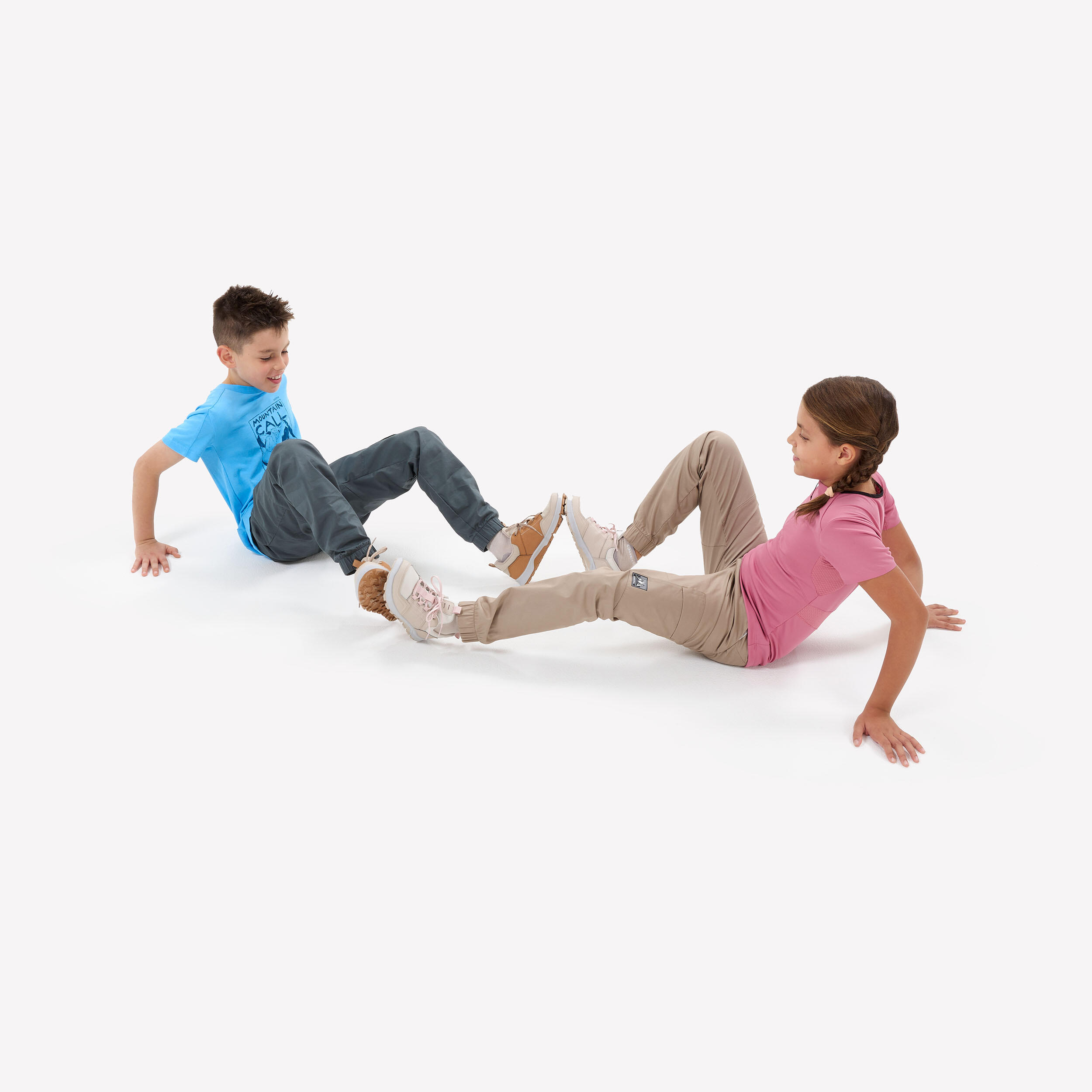 Lage wandelschoenen kinderen NH500 low vetersluiting beige/roze maat 35 tot 38 10/10