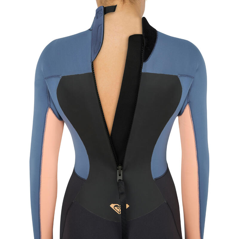 Wetsuit voor surfen dames Prologue 4/3 mm donkerblauw wijnrood