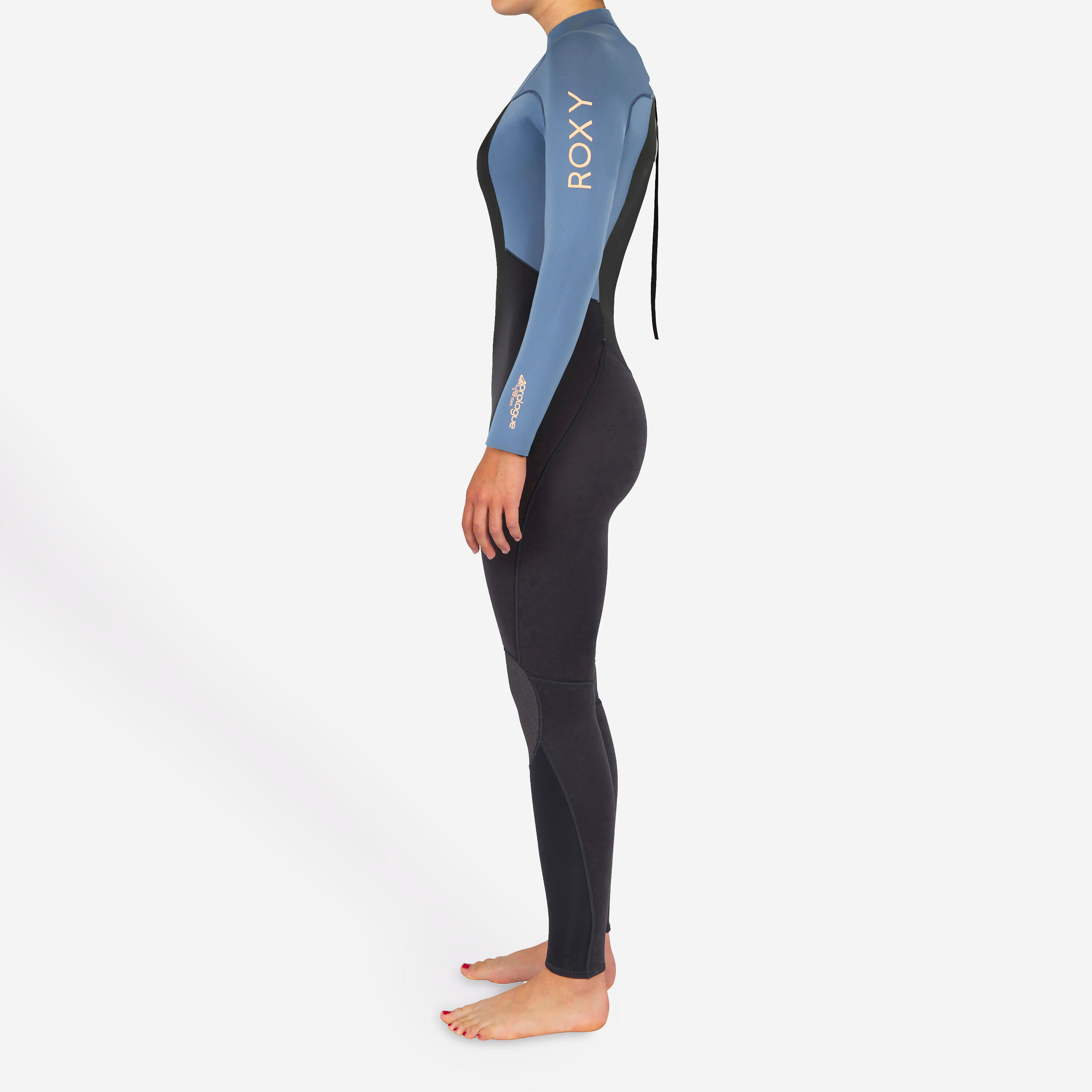 Combinaison surf roxy prologue femme 4/3 mm noir/bleu pastel 7/8