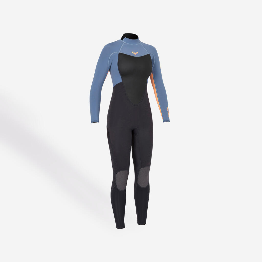 Moteriškas banglentininkės kostiumas „Roxy Prologue“, 4/3 mm, juodas,mėlynas