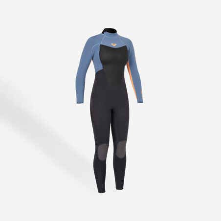 Moteriškas plaukimo kostiumas „Roxy Prologue“, skirtas plaukioti banglente, 4/3 mm storio, tamsiai mėlynas, tamsiai raudonas