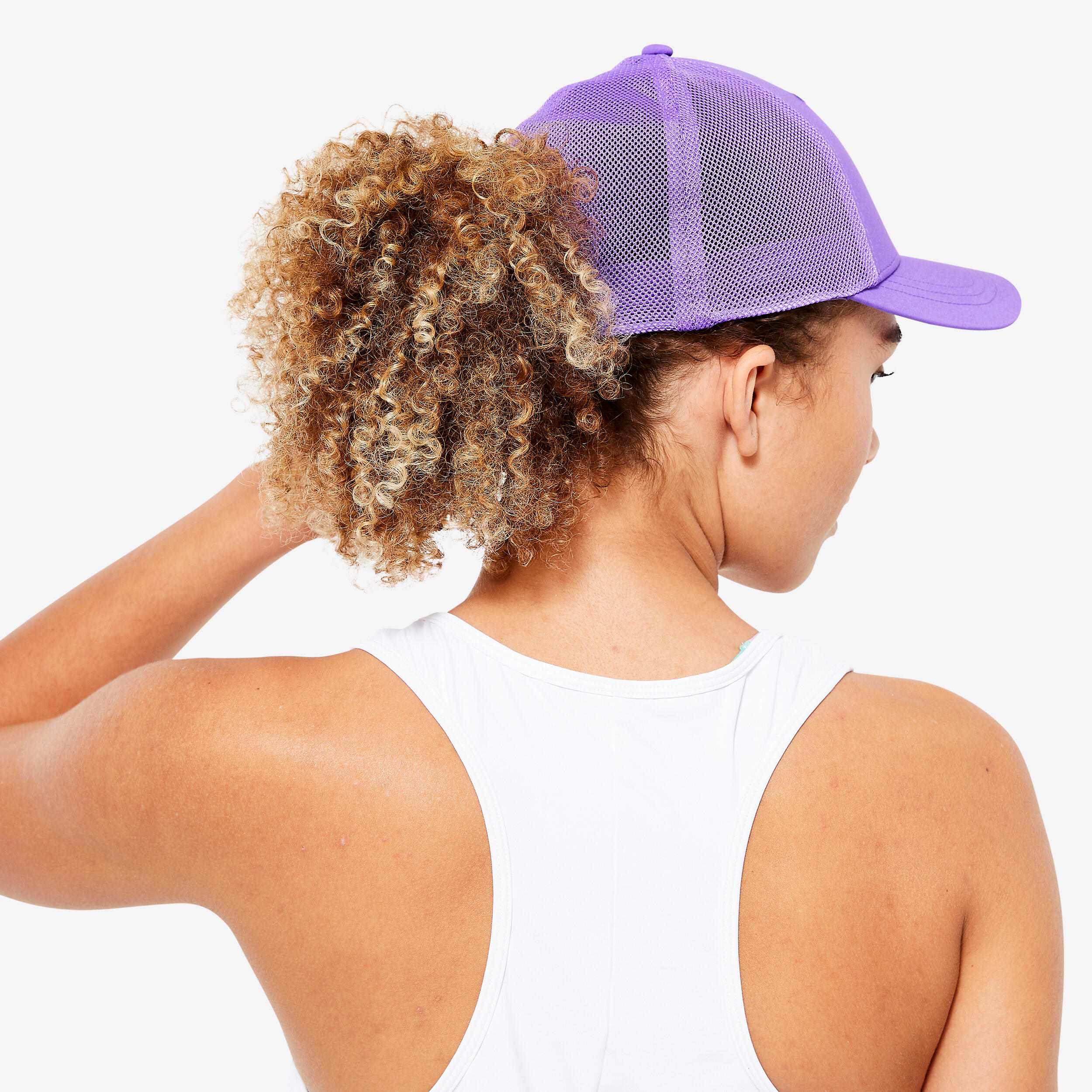 Gorra Fitness Domyos Lila Transpirable 3/4