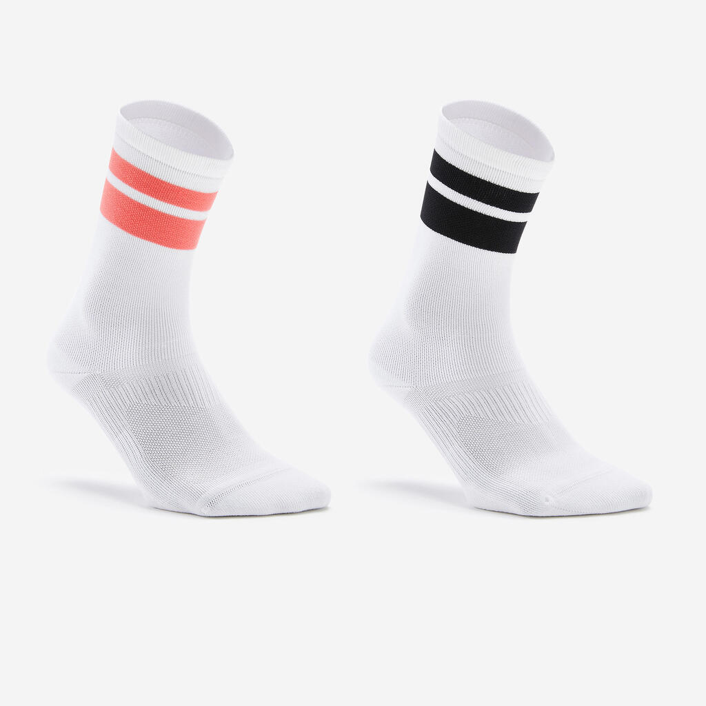 Fitness Mid Socks Twin-Pack - Pink / Black