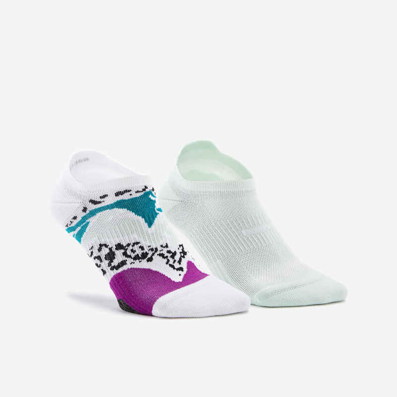 Women's Invisible Socks x 2 Green Decathlon