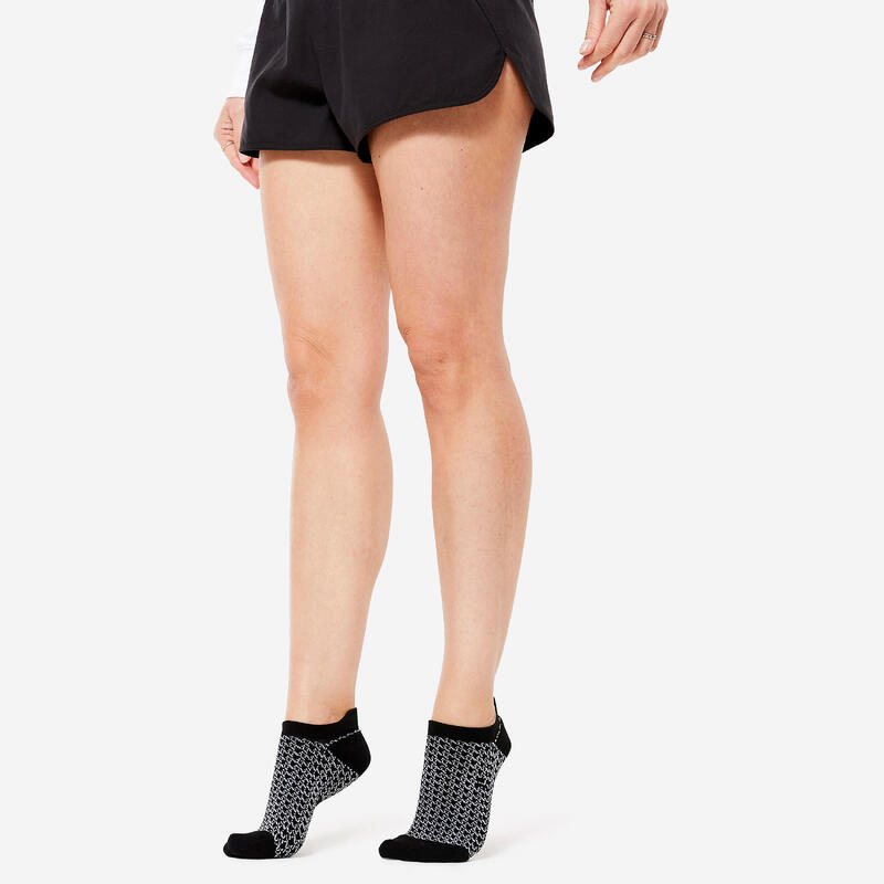 Meias Invisíveis de Fitness Mulher Preto/Branco (3 Pares)