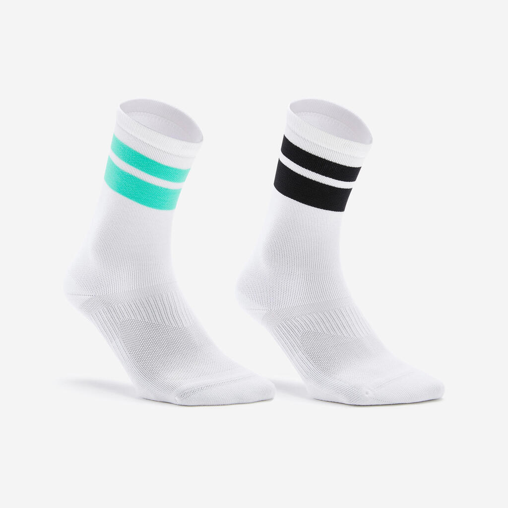 Fitness Mid Socks Twin-Pack - Green / Blue