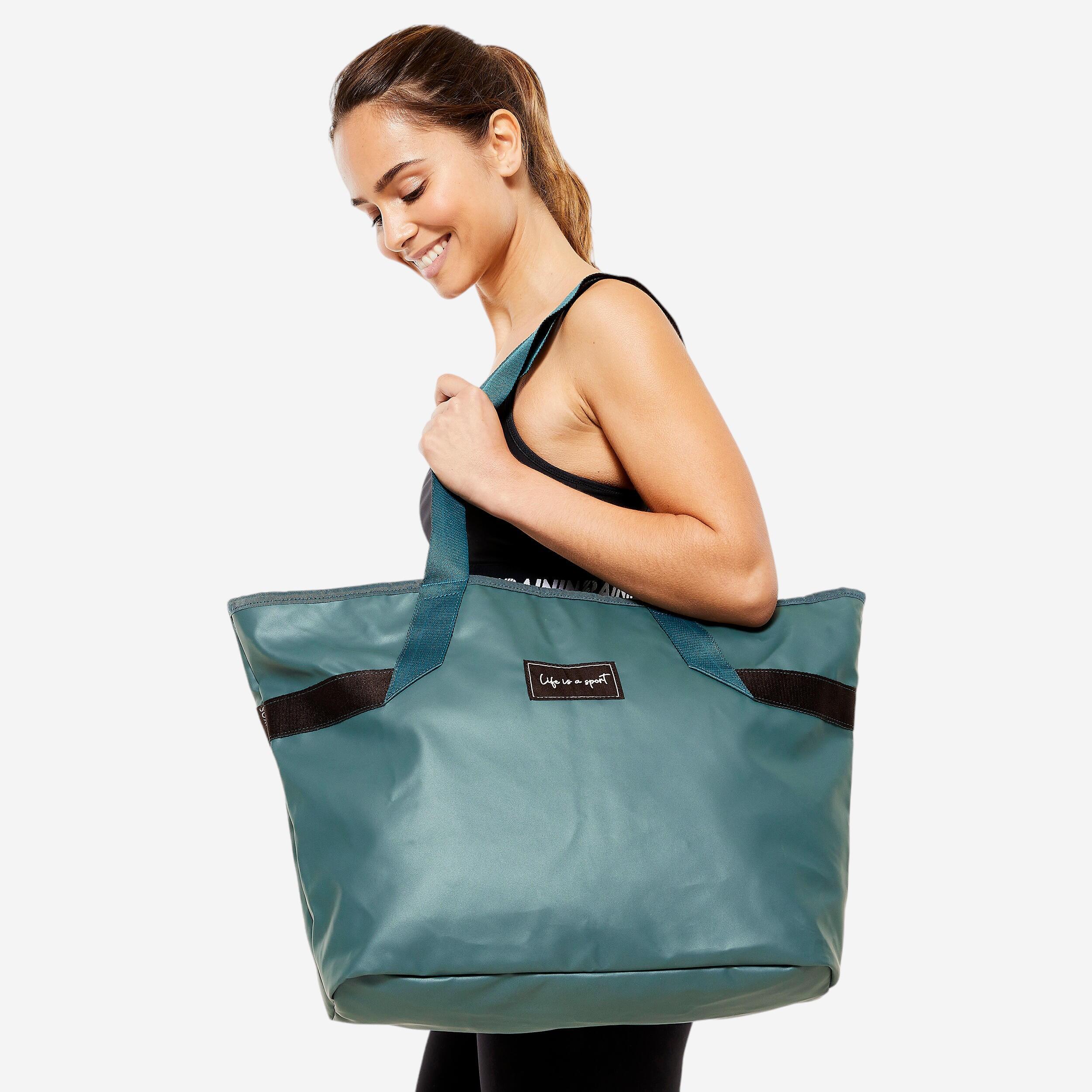 Women's 25L tote bag with pockets - turquoise