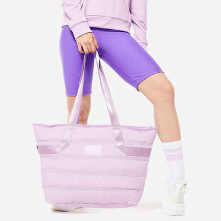 Moteriškas dygsniuotas sportinis krepšys, 25 l talpos, violetinis