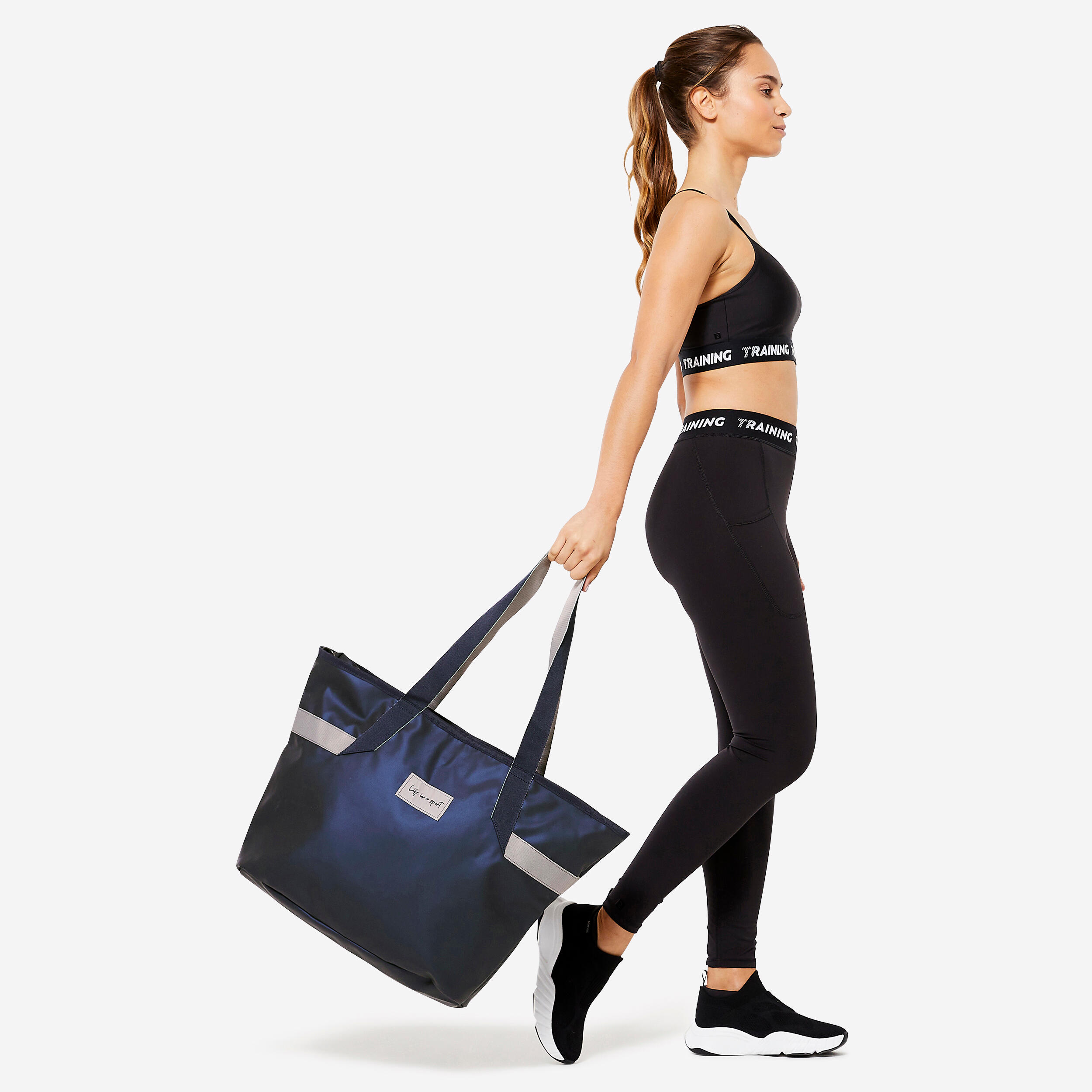 Women's 25 L Bag with Pockets - Navy Blue 3/9