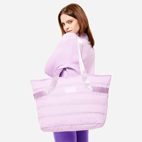Moteriškas dygsniuotas sportinis krepšys, 25 l talpos, violetinis