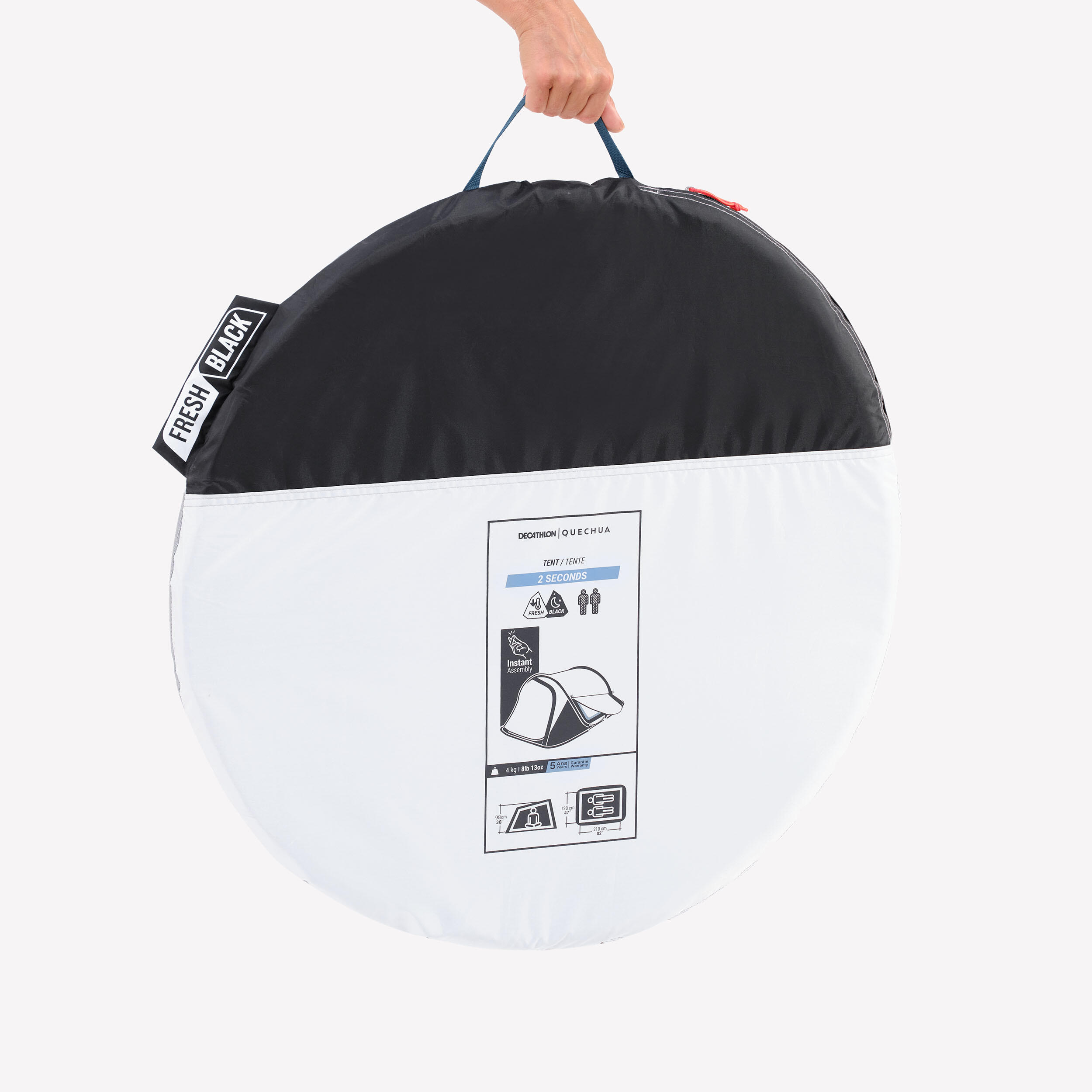 [ほぼ新品]Quechuaケシュア2SECONDS FRESH&BLACK2XL Instant 2-person camping tent, 2 Seconds Fresh & Black