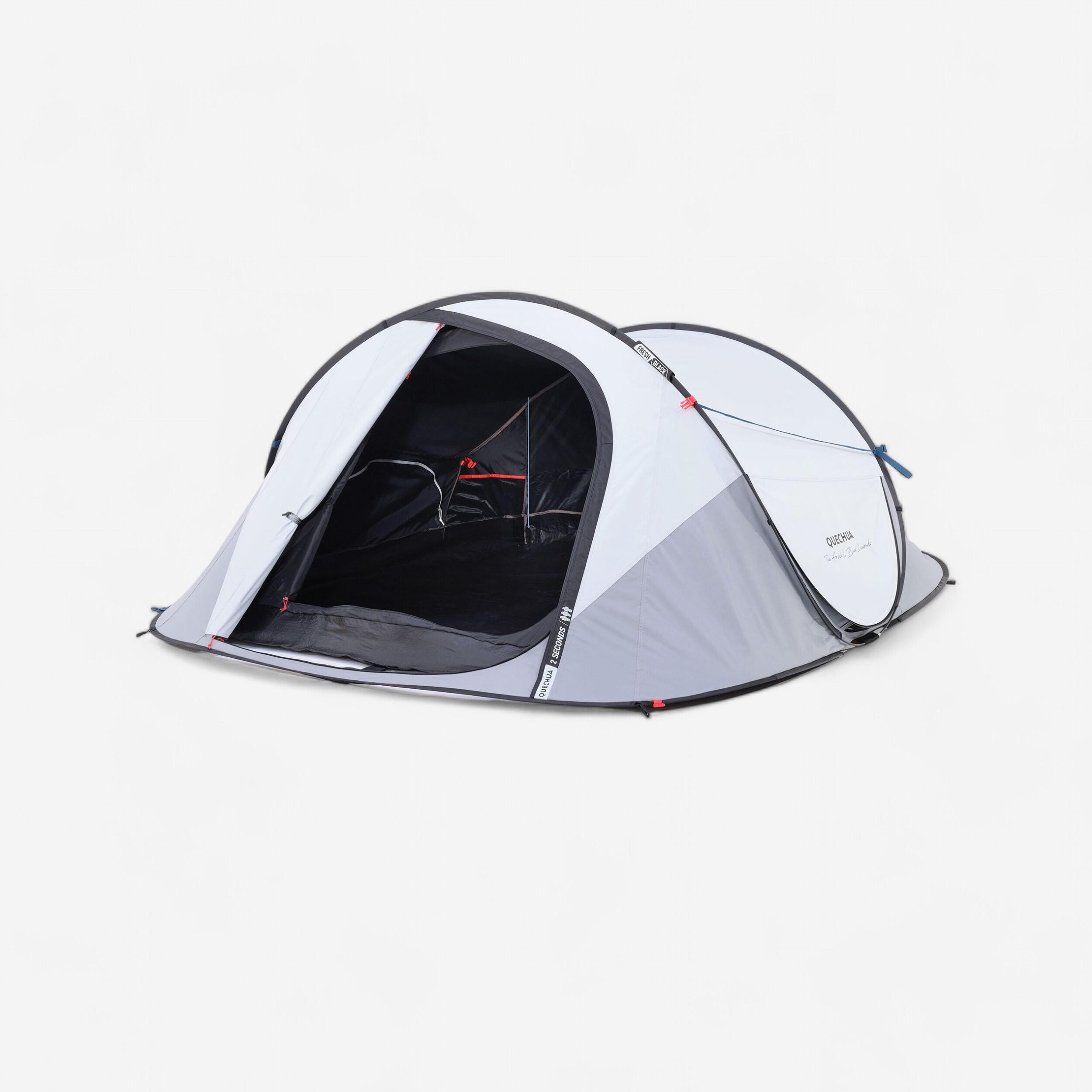 Tente de camping 3 personnes, 2 Seconds Fresh & Black - QUECHUA