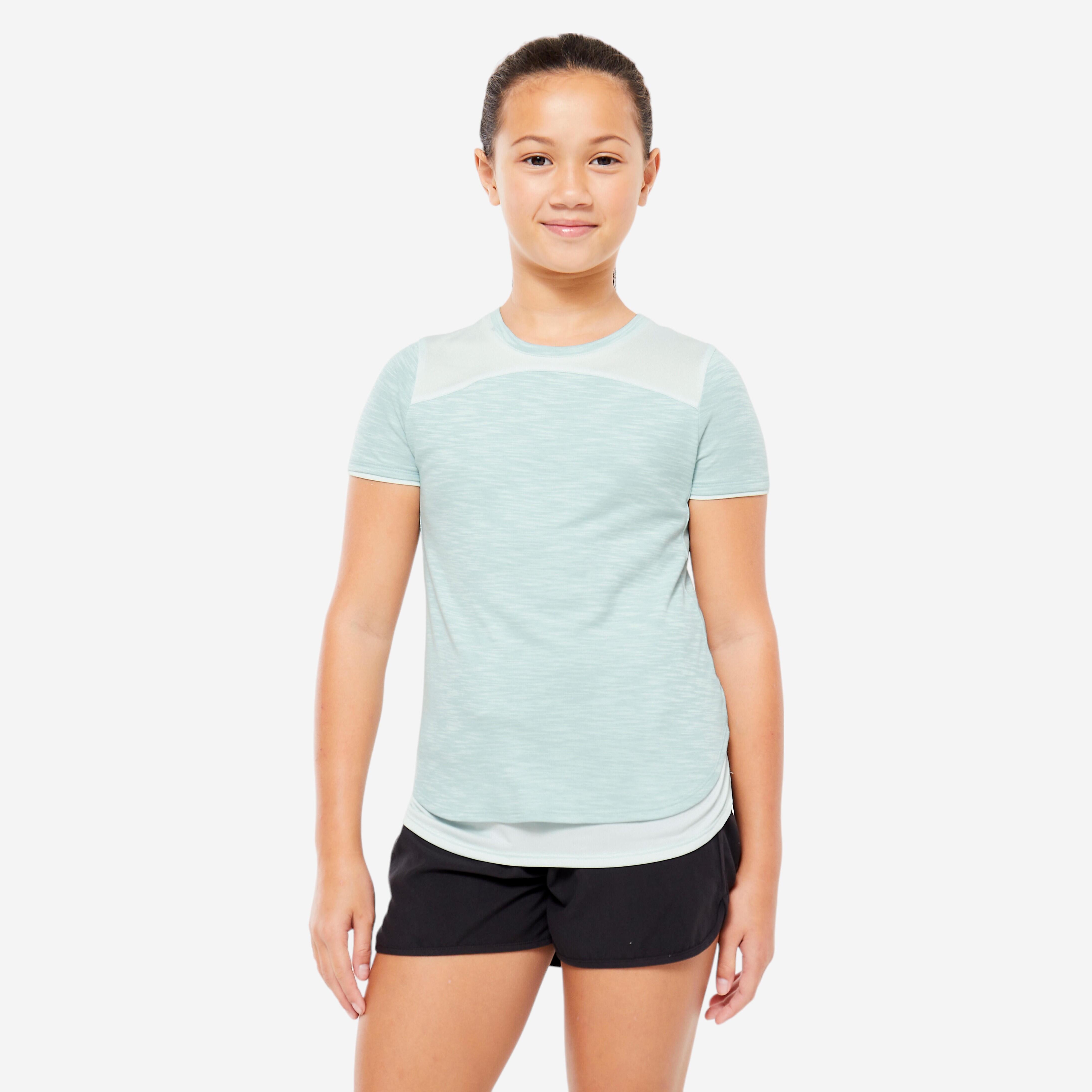 Domyos - T-shirt 2en1 Fille - Turquoise Jade - T-shirt Manches Courtes - Education Sportive Enfant - - 14 À 16 Ans - Decathlon