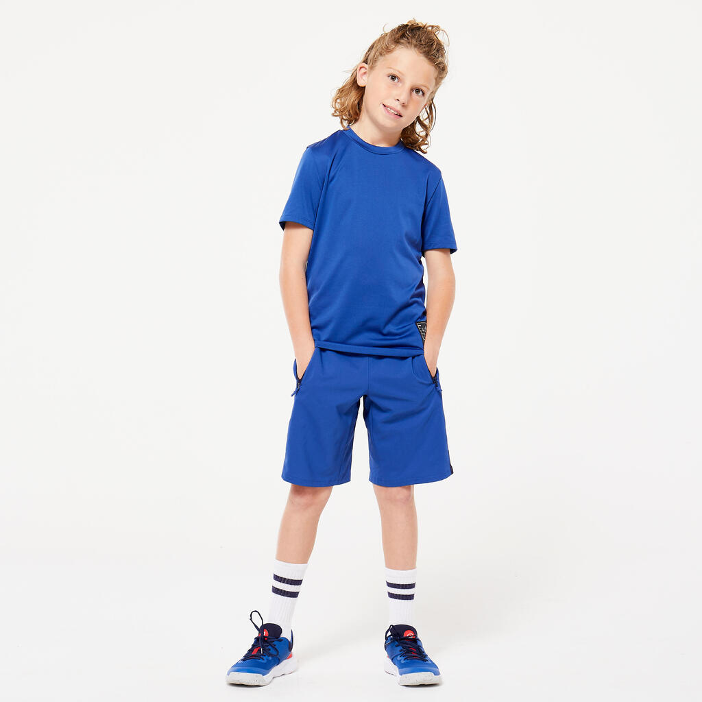 Short respirant enfant - bleu blanc noir