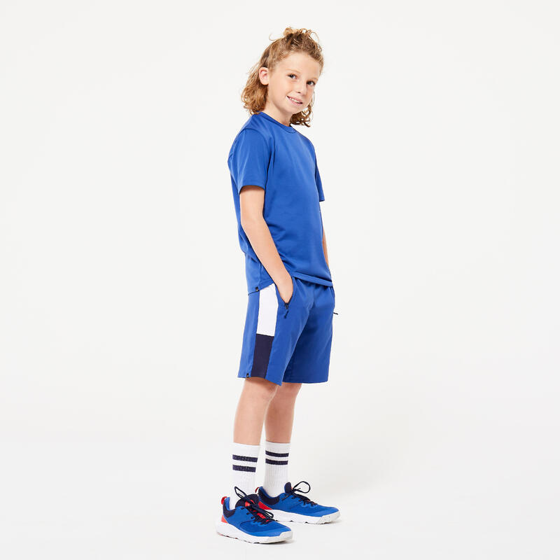 T-shirt bambino ginnastica regular fit traspirante azzurra