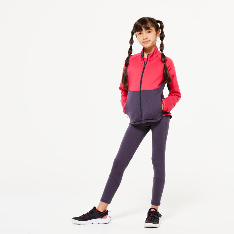 Chándal niña niño Domyos S500 gimnasia deportiva gris coral pastel