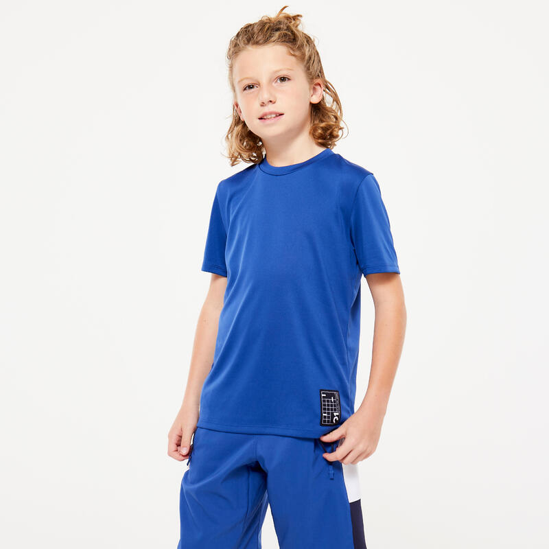 T-shirt bambino ginnastica regular fit traspirante azzurra
