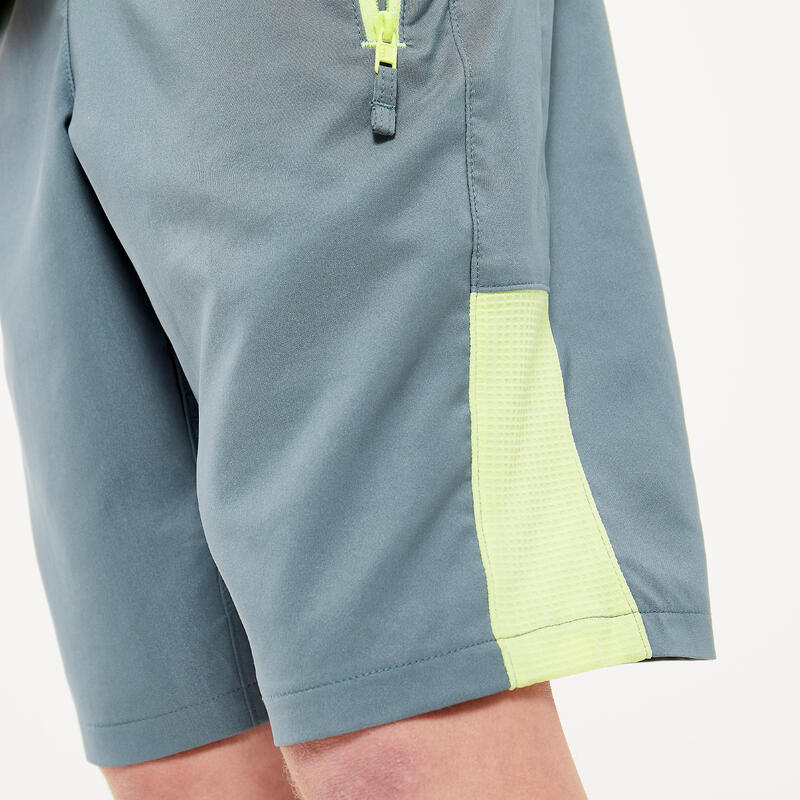 Pantaloncini bambino ginnastica W 500 regular fit traspiranti verde-giallo