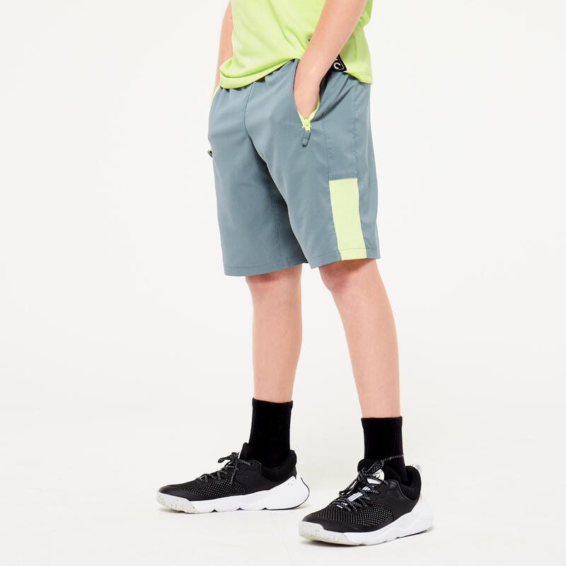 Pantalon scurt Educație fizică W500 Verde-Galben Băieți 