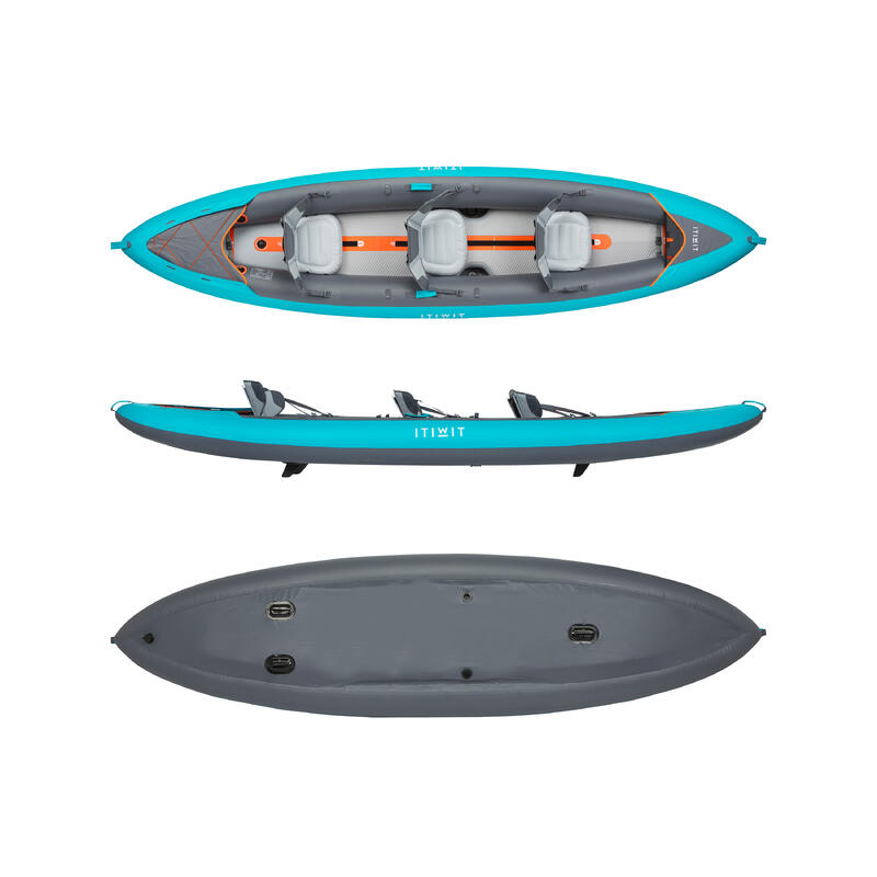 Canoa-kayak touring X100+ gonfiabile fondo alta pressione 2-3 posti 