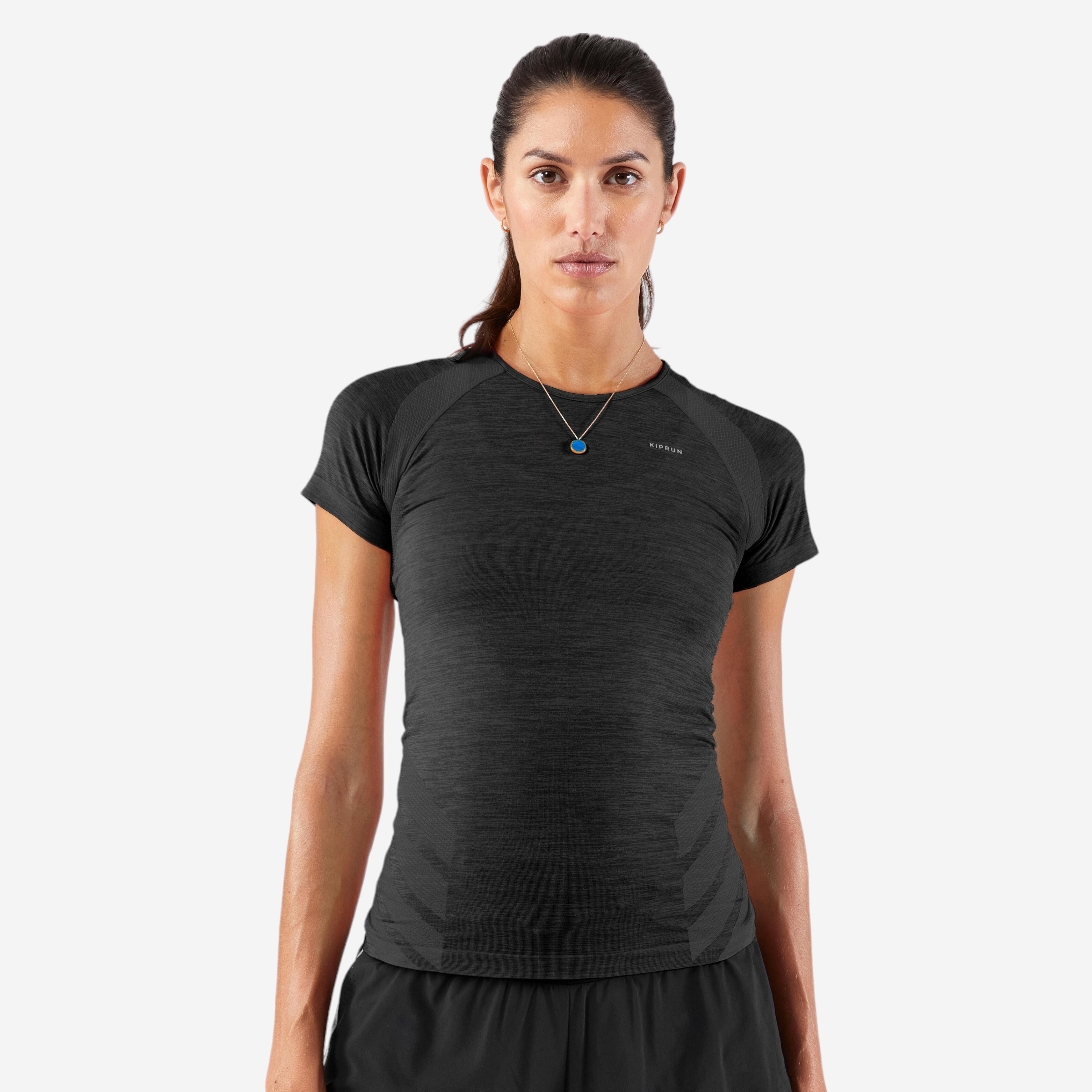 Women's seamless running & trail T-shirt - KIPRUN Run 500 Confort Slim black