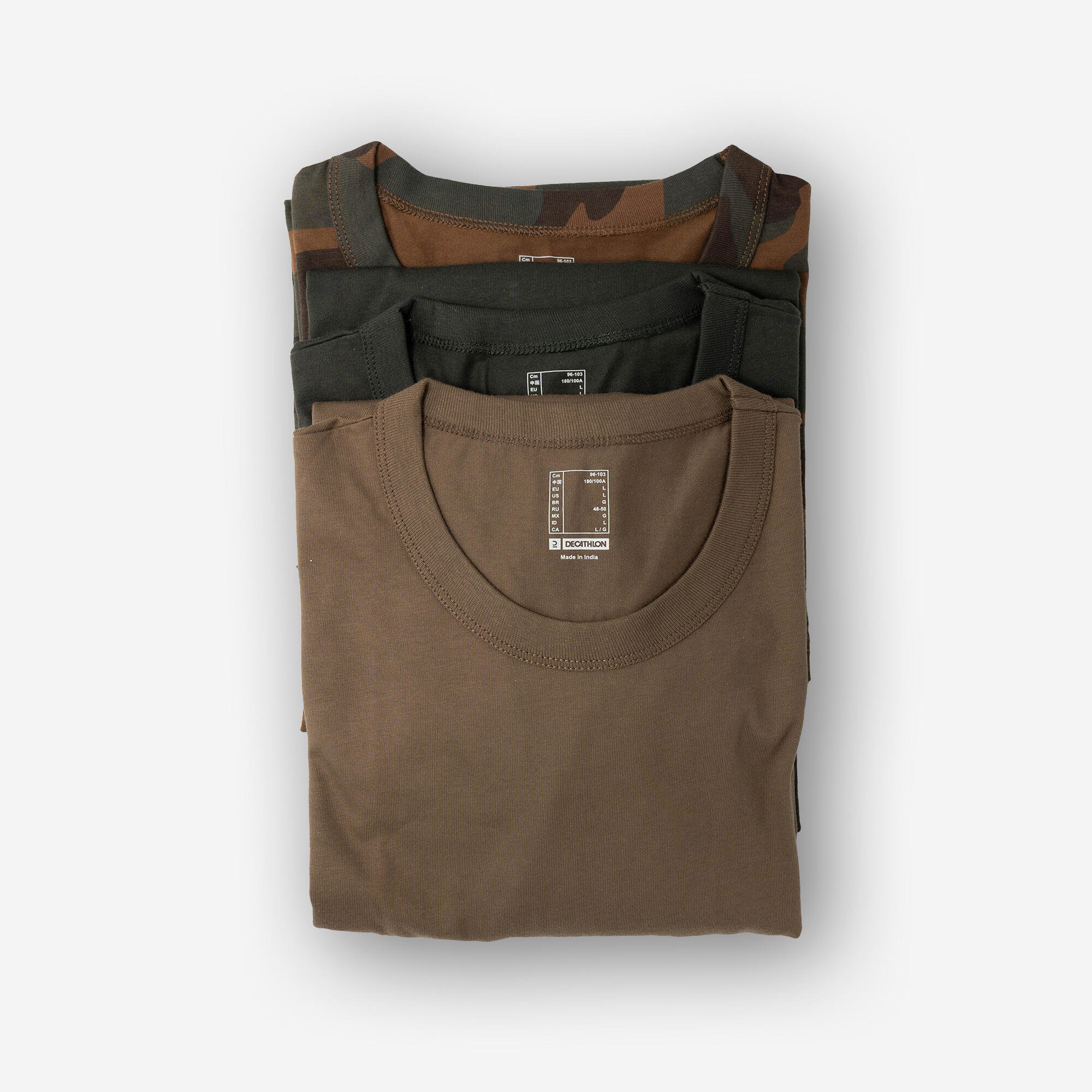 SOLOGNAC Set van 3 stevige T-shirts voor de jacht