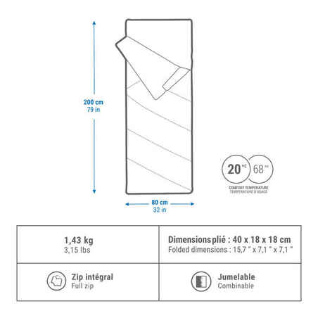 Medvilninis miegmaišis „Ulticomfort 20° Cotton“, rusvai žalsvas