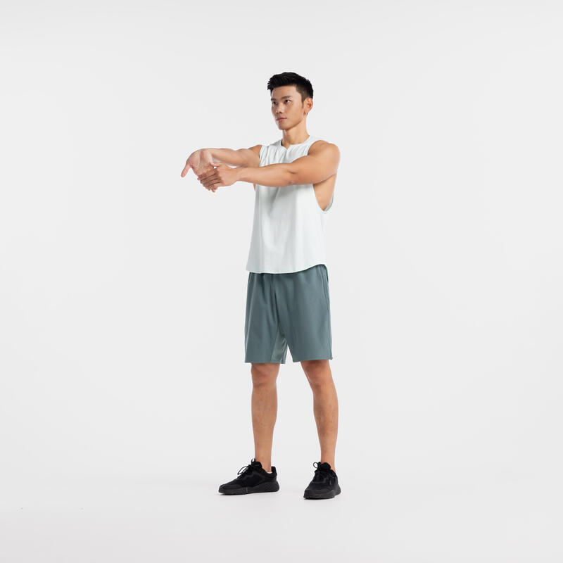 男款肌力訓練健身背心 500－淡綠色