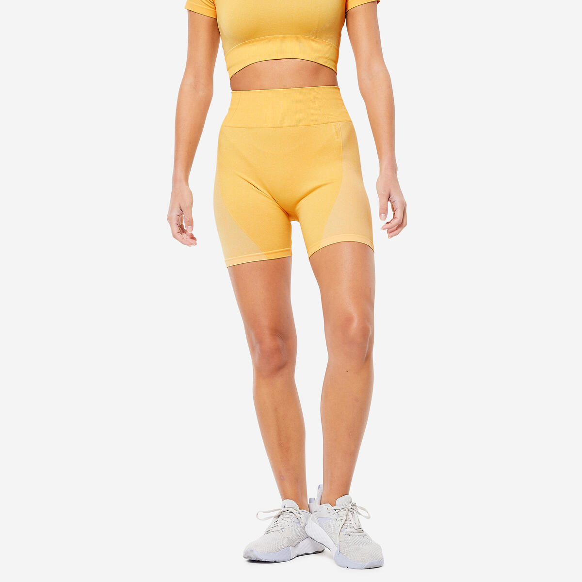 Short de fitness seamless et taille haute, jaune