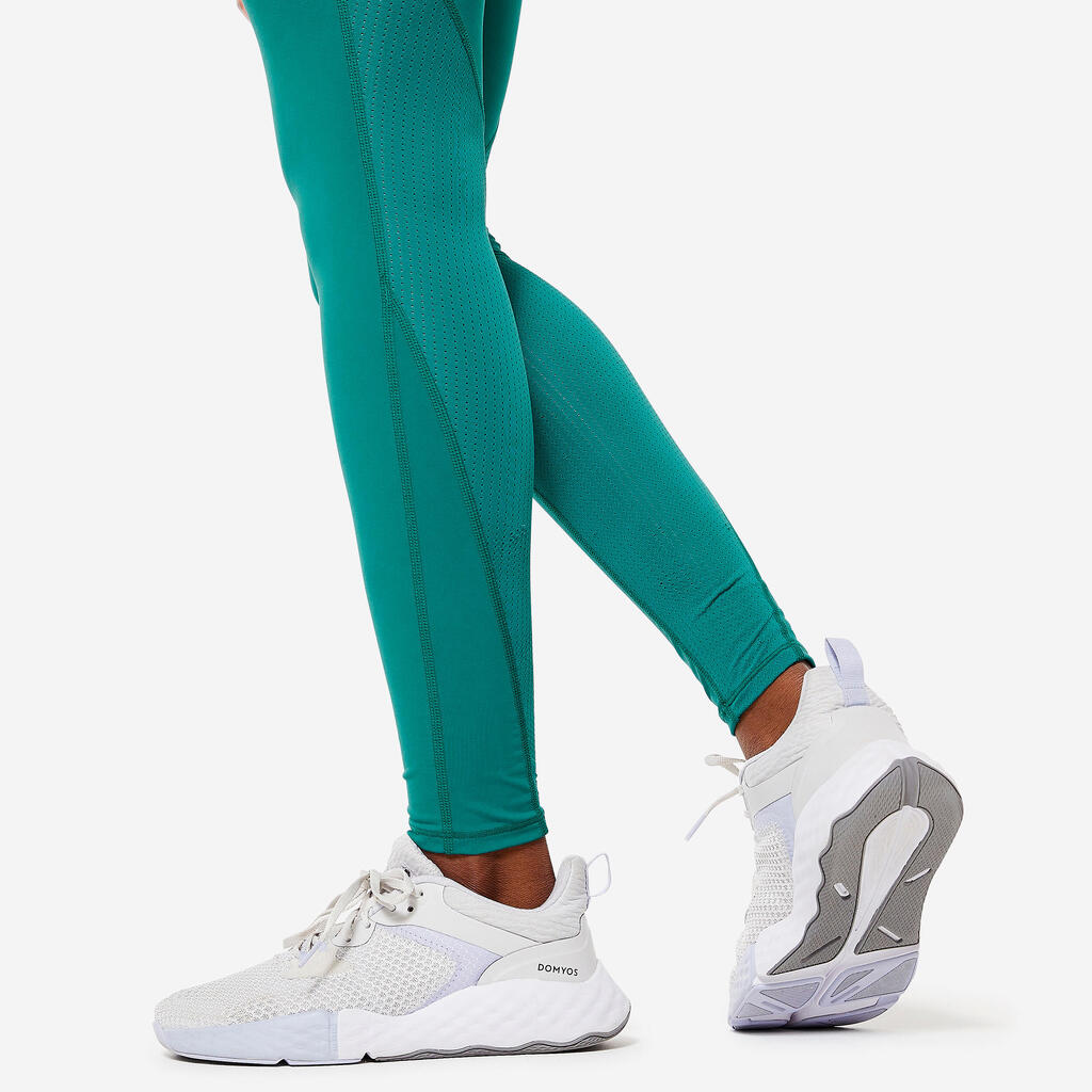 Women's shaping fitness cardio high-waisted leggings, emerald