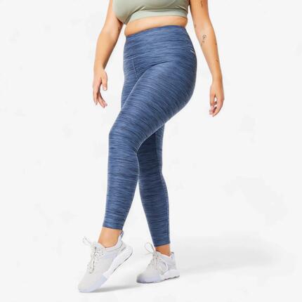 Legging de sport taille haute et chiné femme, bleu foncé