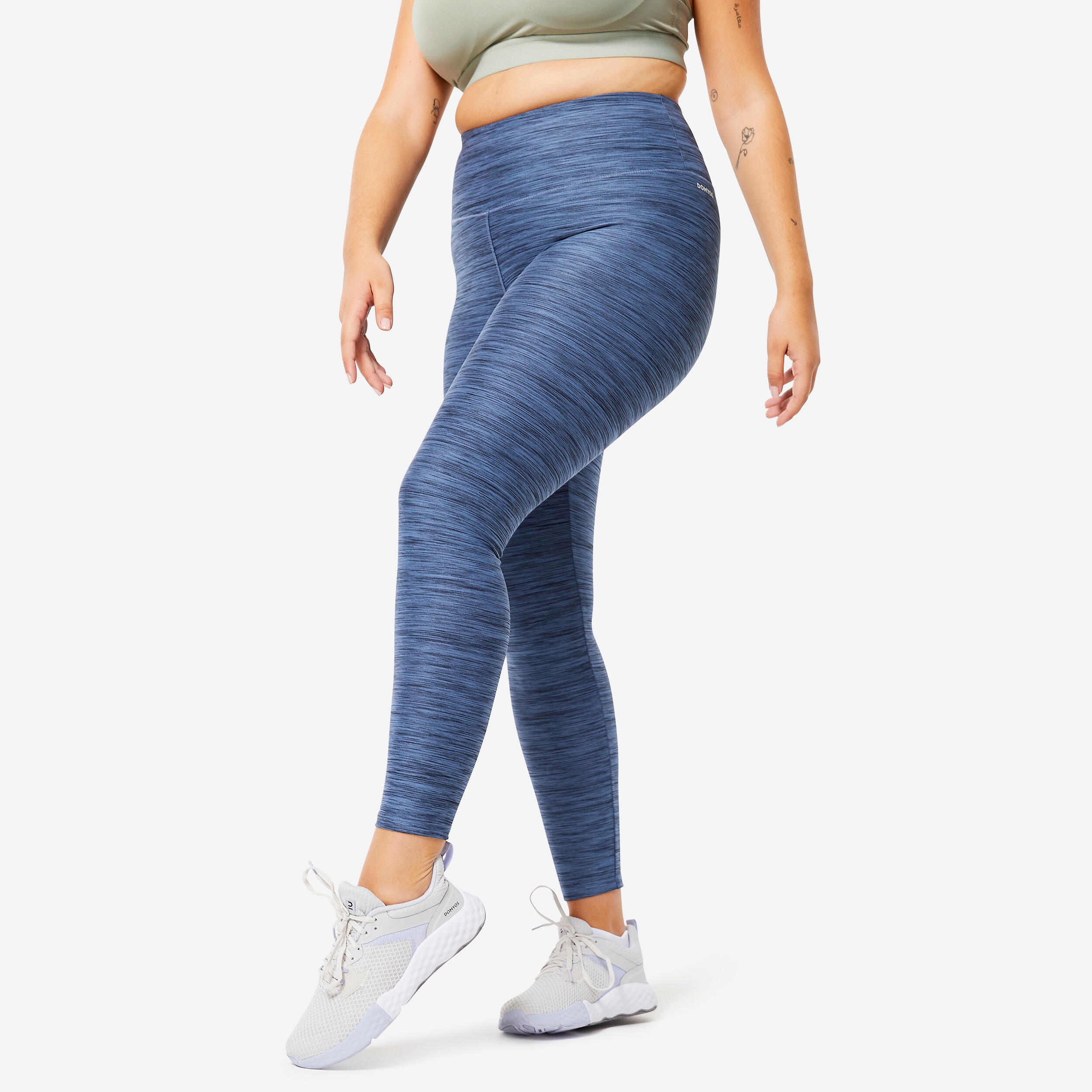 Women's High-Waisted Fitness Cardio Leggings - Mottled Blue 1/5