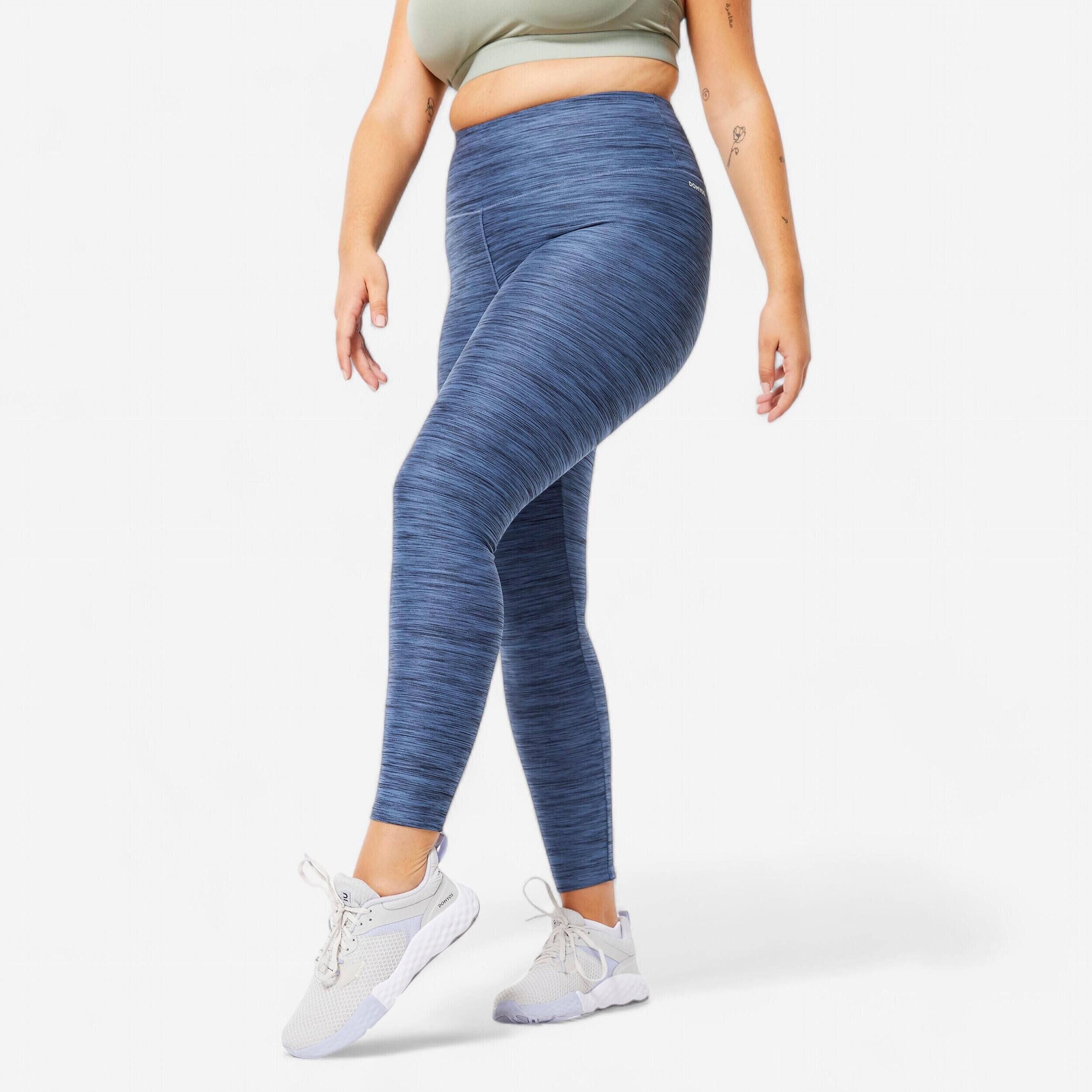 DOMYOS Women's High-Waisted Fitness Cardio Leggings - Mottled Blue