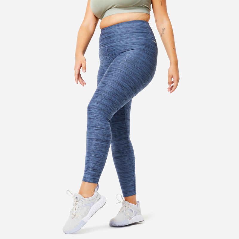 Women's High-Waisted Fitness Cardio Leggings - Mottled Blue