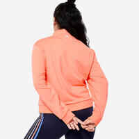 Women's Quarter-Zip Long-Sleeved Cardio Fitness Sweatshirt - Coral