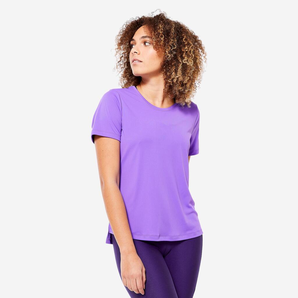 T-shirt fitness manches courtes femme, violet