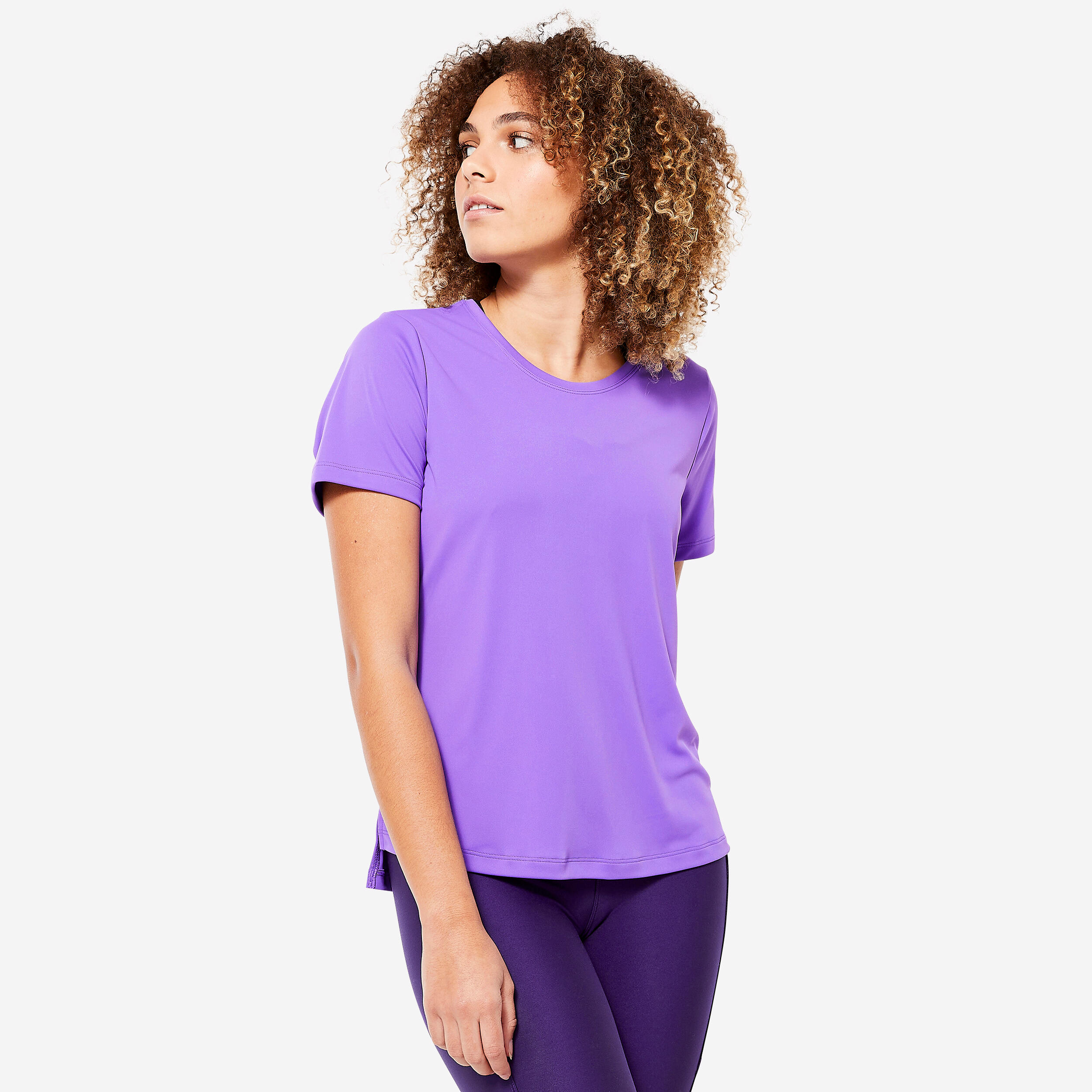Women's Short-Sleeved Cardio Fitness T-Shirt - Purple 1/6