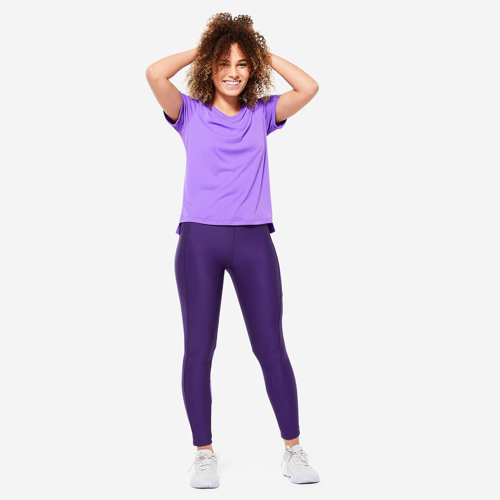 T-shirt fitness manches courtes femme, bleu comète