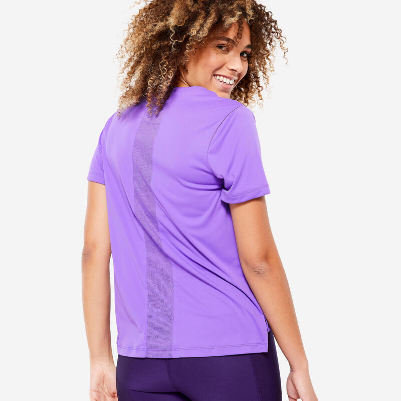 T-shirt donna fitness 120 ESSENTIAL regular traspirante lilla