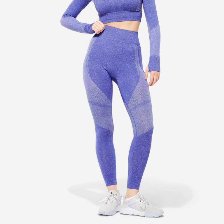 Women Gym Leggings Seamless High Waist with Phone Pocket - Bright Indigo Blue