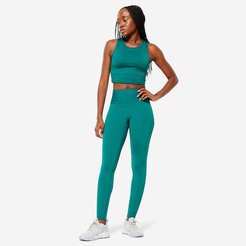 Women's shaping fitness cardio high-waisted leggings, emerald