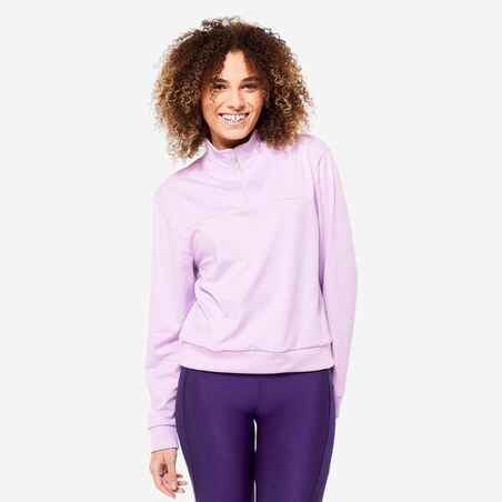 Women's Quarter-Zip Long-Sleeved Fitness Cardio Sweatshirt - Lilac