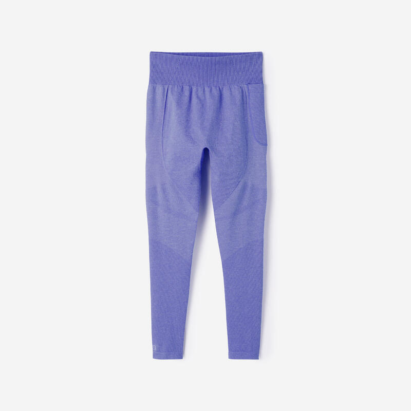 Leggings donna palestra 900 senza cuciture traspiranti blu