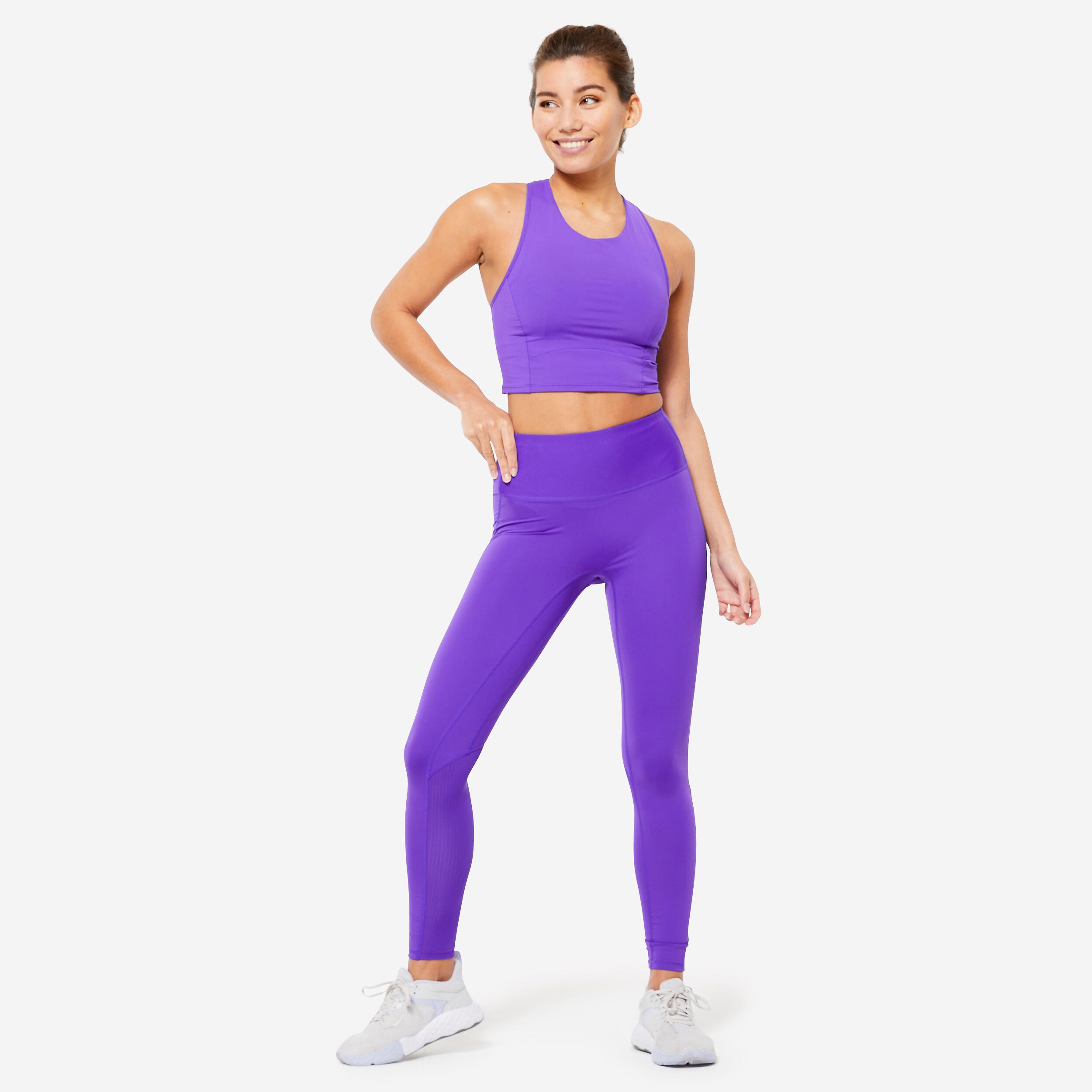Leggings Modeladoras de Cardio Training Mulher Cintura Subida Roxo 2/6