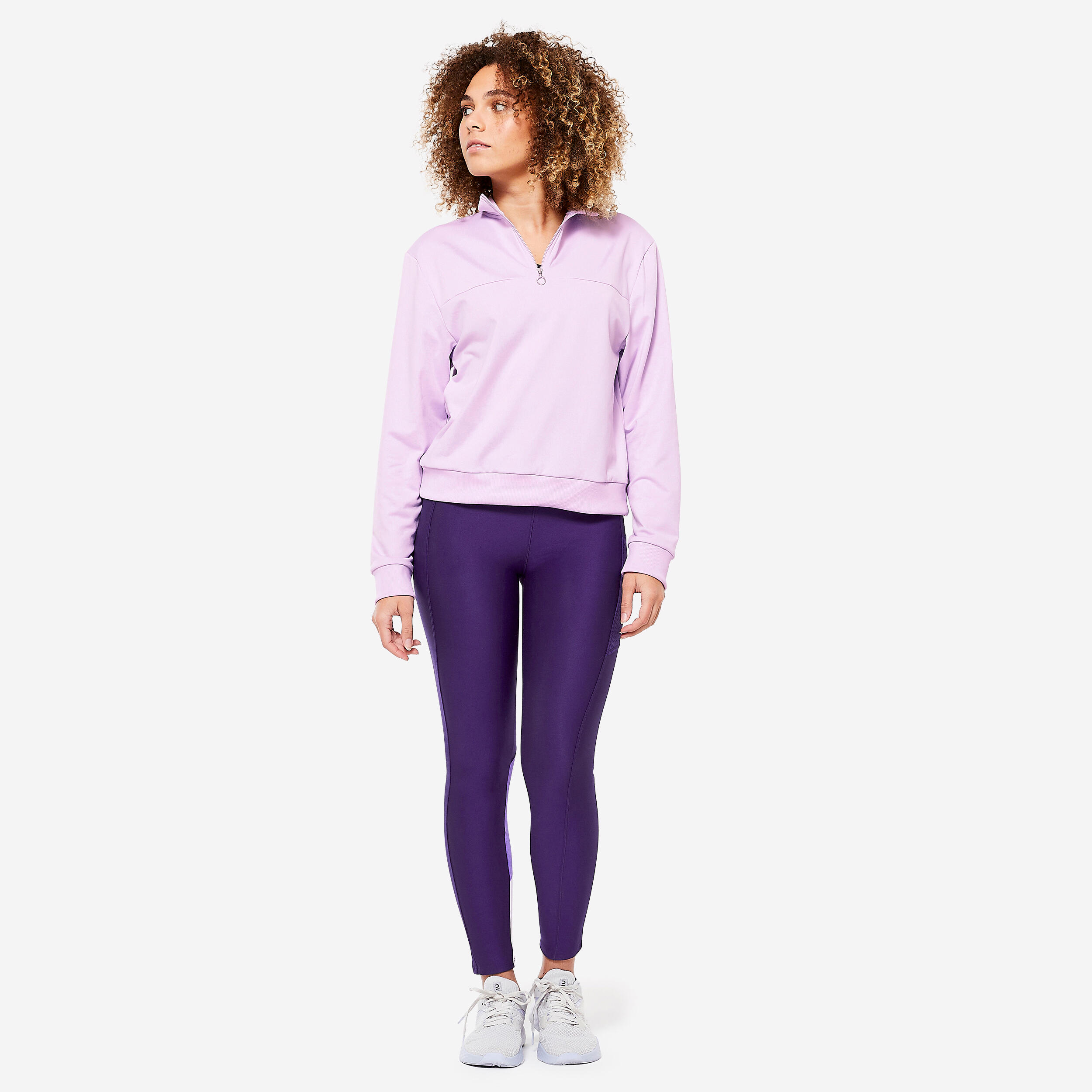Women's Quarter-Zip Long-Sleeved Fitness Cardio Sweatshirt - Lilac 2/7