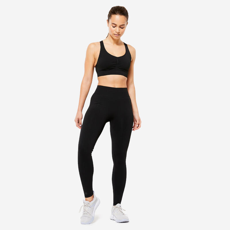 Colanți Seamless 900 Fitness cardio fără cusături Effect Push Up Negru Damă 