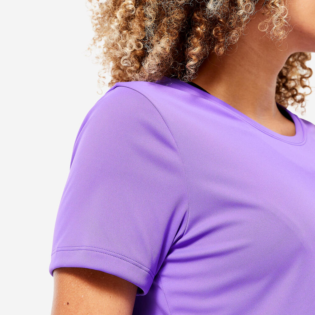T-shirt fitness manches courtes femme, bleu comète