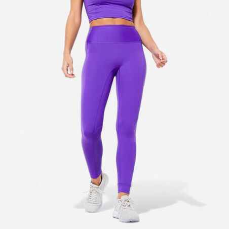 Leggings de fitness de talle alto para Mujer Domyos 500 morado